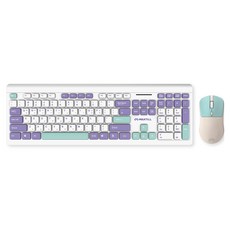 맥스틸 파스텔 저소음 무선 키보드 + 마우스 + 키스킨 세트, 일반형, 라일락 미스트, GM-OKM100