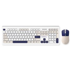 맥스틸 파스텔 저소음 무선 키보드 + 마우스 + 키스킨 세트, 일반형, 오션 화이트, GM-OKM100