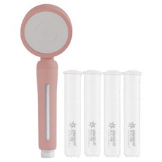 아쿠아듀오 블라썸 컬러 샤워기 + PLA 리필 필터 4p 세트, 핑크, 1세트