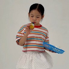 세인트돌 아동용 색동 크롭 티셔츠