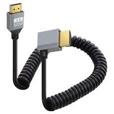 Ytek 右向彎頭 HDMI 2.0 4K 60Hz 彈簧防纏繞連接線轉接頭