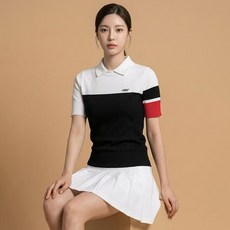 luxgolf 女款撞色網眼拼接針織短袖上衣 LB6M616W
