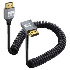 Ytek 上翹彎頭 HDMI 2.0 4K 60Hz 彈簧防纏繞連接線轉接頭