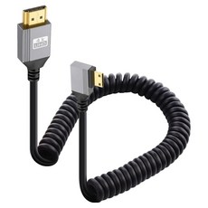 Ytek 우향꺽임 4K 60Hz HDMI 2.0 to Mini HDMI 스프링 꼬임방지 젠더 케이블 YT-HMHSPR, 1개, 1.2m