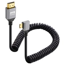 Ytek 좌향꺽임 HDMI 2.0 to Mini HDMI 4K 60Hz 스프링 꼬임방지 케이블 젠더, 1개, YT-HMHSPL