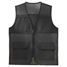 몰투데이 통풍 작업 농사 조끼 작업복, 블랙, 1개