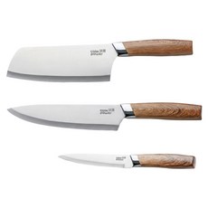 cook power 鍋寶 職人鋼造木紋刀具3件組 WP-3003Z, 1套, 切刀 + 主廚刀 + 水果刀