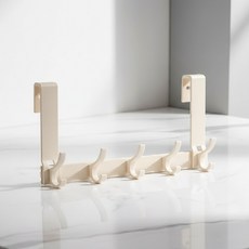 몰투데이 공간활용 문걸이 무타공 옷걸이 현관 수납 후크 5구, 아이보리 12, 1개