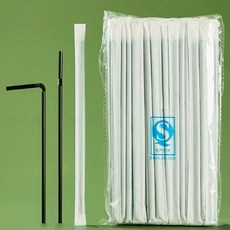 원이네 단독 포장 자바라 빨대 블랙 5 x 210 mm, 1개, 500개입