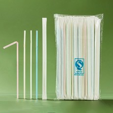 원이네 단독 포장 자바라 빨대 스트라이프 혼합 5 x 210 mm, 1개, 500개입