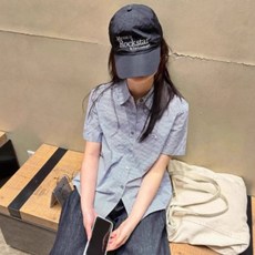 PEONIST 女款休閒日常格紋短袖翻領衫