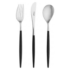 Cutipol MIO 餐具3件組, 黑柄 + 不鏽鋼色, 1套, 刀子 + 叉子 + 湯匙