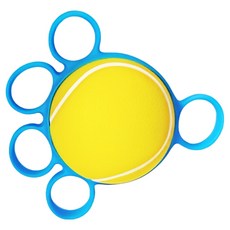 실리콘 손 5손가락 그립 강화 운동기구 + 볼 세트, 블루(운동기구), 테니스(볼), 1세트