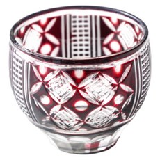 SAWATOUKI 佐和陶瓷 京切子菱紋杯 日本製, 紅棕色, 1個