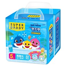 SUPER DADDY Pinkfong 鯊魚寶寶 Wind Fit 夏季褲型尿布, 22張, 特大號(XL)