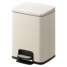 LazyCorner 懶角落 方型腳踏垃圾桶 10L, 奶油色