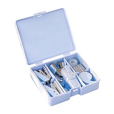 上手家居 隨身文具組8件組 打孔器 + 訂書機 + 訂書針 10個 + 取釘器 + 螢光筆 + 膠帶台 + 膠帶 2個 + 剪刀, 藍色, 1套