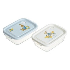Skater 銀離子輕巧型微波保鮮盒2件組 500ml, 彼得兔 白色 + 藍色, 1套