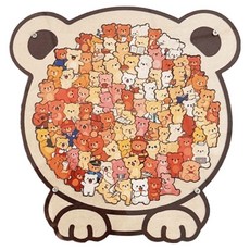 토이토 인테리어 받침대 넘버링 동물 원목 퍼즐, 1개, 곰돌이