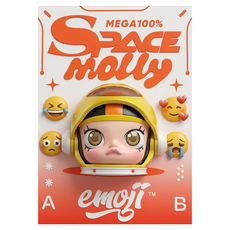 POP MART 泡泡瑪特 Mega Space Molly 表情符號系列公仔 隨機出貨, 1個