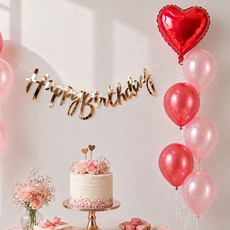 파티쇼 생일파티 캘리그래피 가랜드 풍선 세트, 로즈골드핑크, 1세트