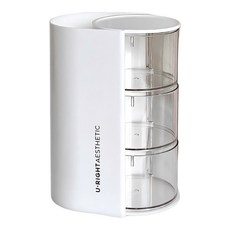 Couselect 旋轉式桌面防塵化妝品收納置物盒/美妝蛋口紅化妝刷整理架, 白色, 1個