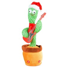 Toyto 聖誕節會說話模仿的會動吉他仙人掌娃娃, 1個, 綠色, 32cm