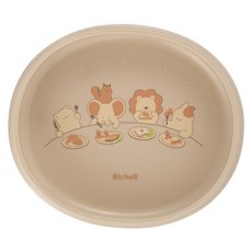 Richell 利其爾 T.L.I 嬰幼兒好舀取餐盤 S 動物小插圖, 淺咖啡色, 1個