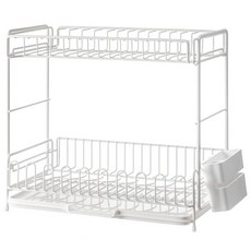 LazyCorner 懶角落 桌面餐具瀝水架 雙層寬款, 白色, 1個, 2層