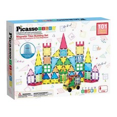 PicassoTILES 畢卡索 磁性積木組 附門窗 + 收納袋 101p PT06, 混和顏色, 1個