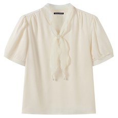 MINIMUM EVERYDAY 女款柔美領結袖抓皺短袖襯衫 EC2BA015D