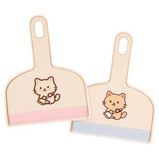 토이토 고양이 스퀴지 미니 빗자루 쓰레받기 2종 세트, 1세트, 블루, 핑크