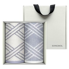 Songwol 松月 Montblanc 紗染毛巾 200g x 2入 + 手提盒 奶油色 禮盒組, 淺灰色, 1套
