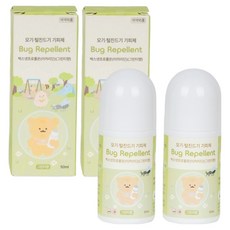 아가드 이카리딘 벅스넷프로롤온 모기기피제 그린티향 화이트, 2개, 50ml