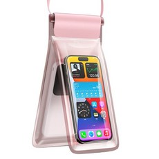 케이스틱 IPX8 더블 포켓 이중수납 휴대폰 방수팩, 핑크, 1개