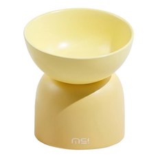 Makesure 糖豆陶瓷貓碗/寵物碗, 黃色, 1個