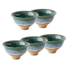 JUST HOME 山嵐流釉茗茶杯 5801-17A, 綠色, 5個
