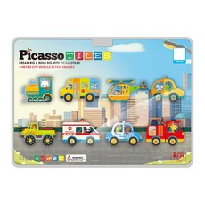 PicassoTILES 畢卡索 城市主題磁性積木汽車公仔8件組 PTA24, 混和顏色, 1套