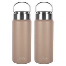 WOKY 沃廚 鈦陶瓷提手保溫杯, 奶茶色, 2個, 500ml