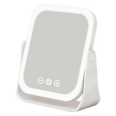 Couselect 方形LED翻轉化妝鏡 帶燈補光梳妝鏡 桌面折疊鏡 充電款, 白色
