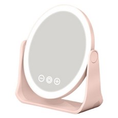 Couselect 橢圓型LED翻轉化妝鏡 帶燈補光梳妝鏡 桌面折疊鏡 充電款, 粉色