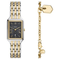 FOSSIL 女款 Raquel 方形手鍊 + 金屬手錶組 ES5376SET