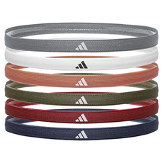 adidas 愛迪達 止滑運動髮帶6件組, 冷冽灰 + 象牙白 + 焦糖棕 + 橄欖綠 + 寶石紅 + 海軍藍, 1套
