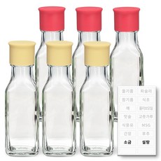 헥사 실리콘뚜껑 꾹꾹 사각 오일병 투명 6p + 투명 라벨 쉐프, 1개, 75ml