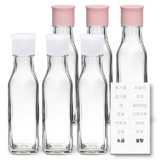 헥사 실리콘뚜껑 꾹꾹 사각 오일병 투명 6p + 투명 라벨 디저트, 1개, 120ml