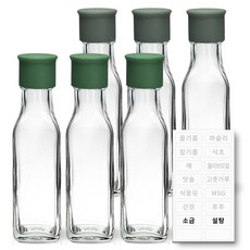 헥사 실리콘뚜껑 꾹꾹 사각 오일병 투명 6p + 투명 라벨 샐러드, 1개, 120ml