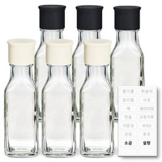 헥사 실리콘뚜껑 꾹꾹 사각 오일병 투명 6p + 투명 라벨 기본, 1개, 75ml