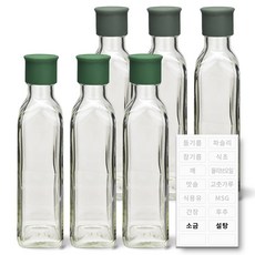 헥사 꾹꾹 사각 실리콘뚜껑 오일병 투명 샐러드타입, 6개, 180ml