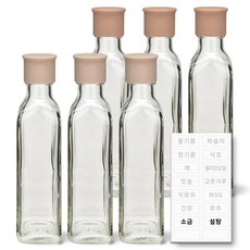 헥사 꾹꾹 사각 실리콘뚜껑 오일병 투명 양념타입, 6개, 180ml