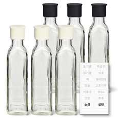 헥사 꾹꾹 사각 실리콘뚜껑 오일병 투명 기본타입, 6개, 180ml